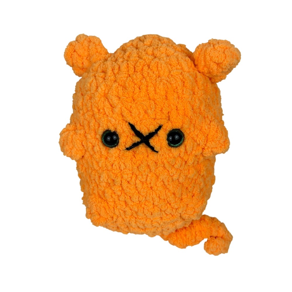 Handmade‎ Crochet Orange Monster Cat Plush Amigurumi Soft Chenille Toy 7.5 Inch